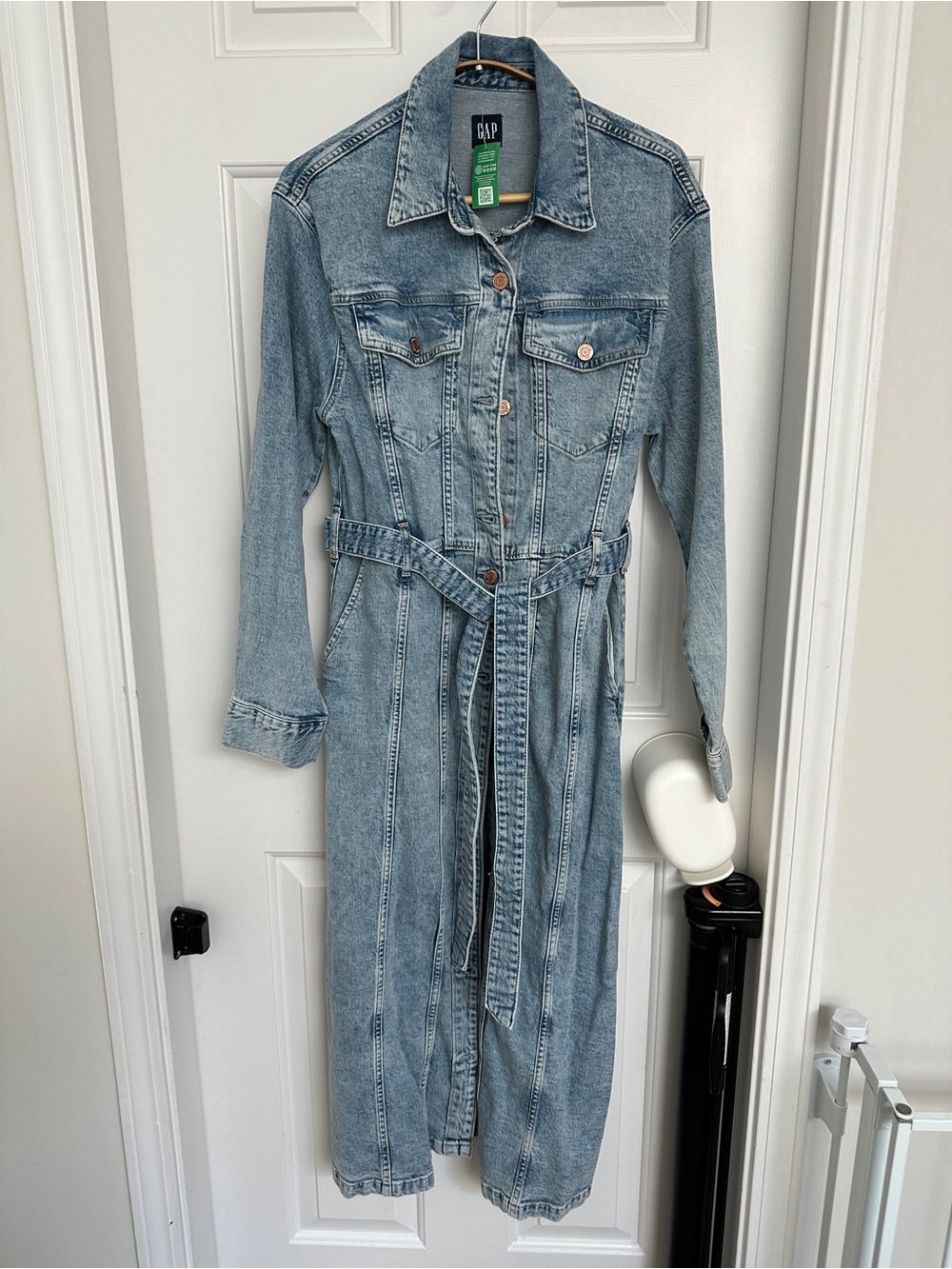 GAP Light Wash Denim Trench Dress with Belt - S